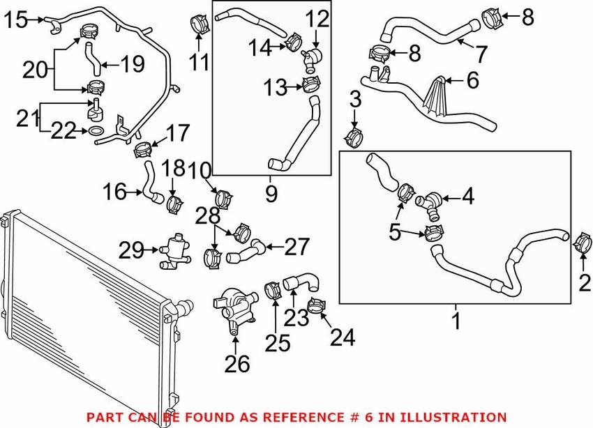 Audi VW Engine Coolant Pipe 5Q0121070BR